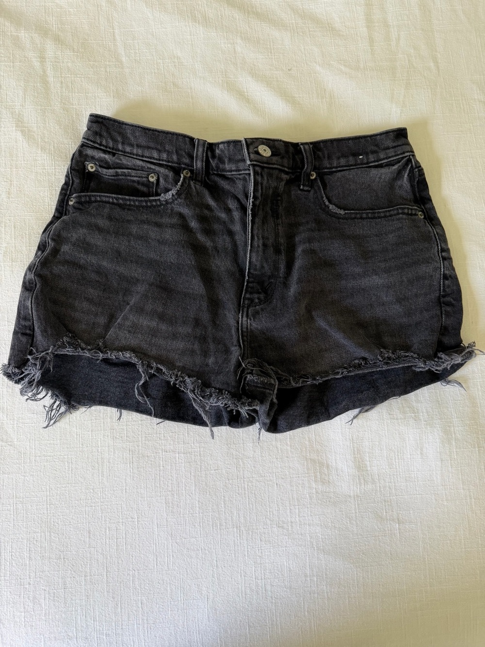 Abercrombie & Fitch Black Frayed Hem Denim Shorts